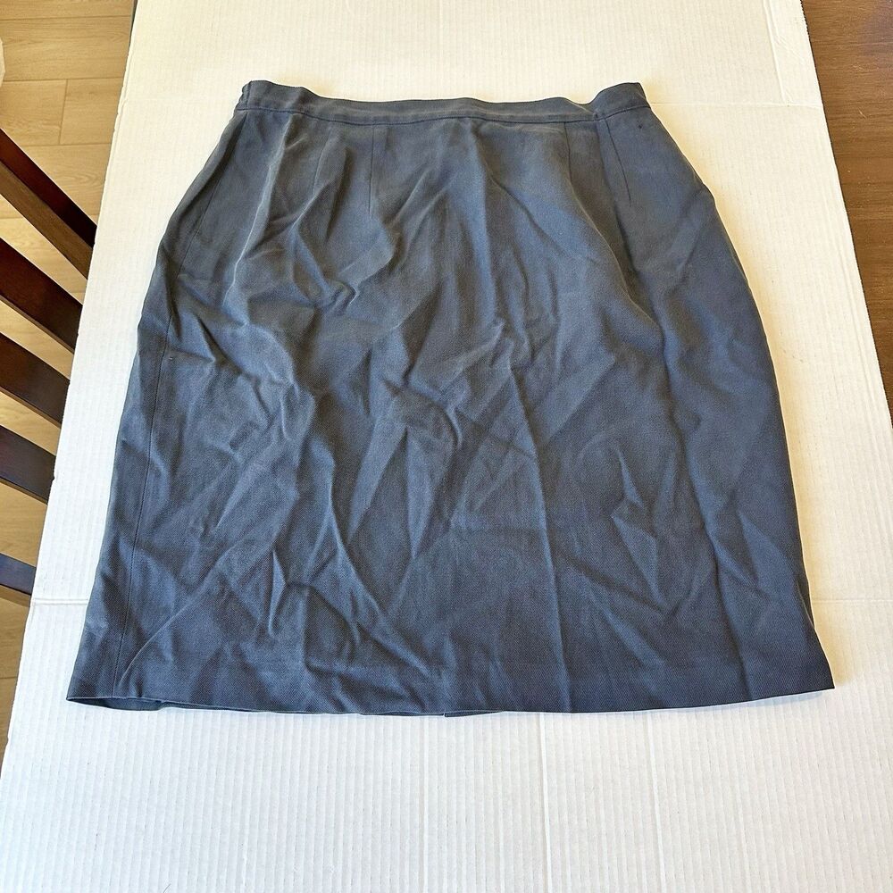 Studio G Women Blue Silk Knee Length Pencil Skirt Sz 14 Lined Career